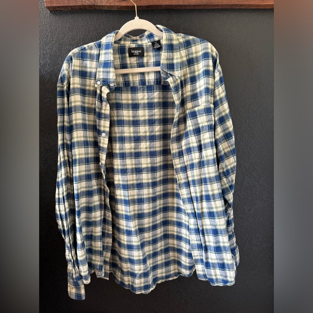 Haggar, blue/green size 2XL flannel —can be unisex !